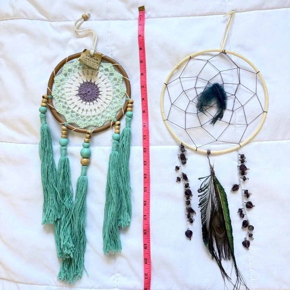 Lot of 14 Dream Catchers Boho Wall Hanging Handmade Feather Macrame Mixed Sizes
